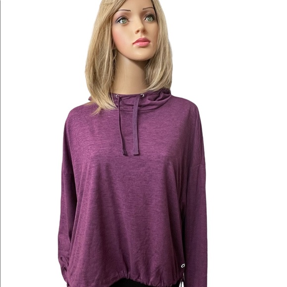 Gap fit brushed tech jerseys pullover sweatshirts side tie hoodie purple size L - Picture 14 of 14